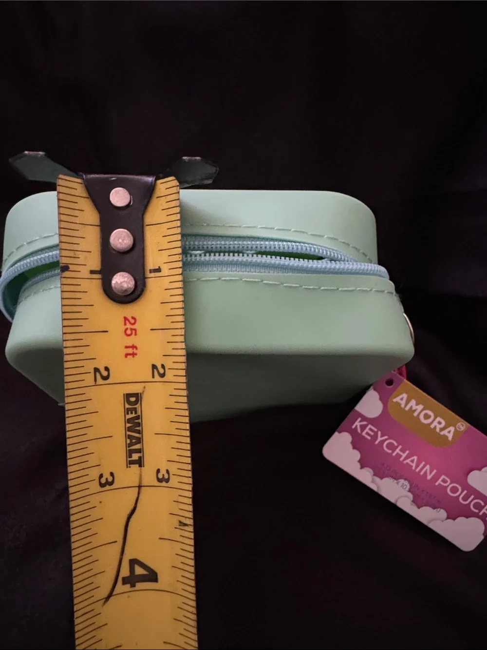 Mint Green Silicone Keychain Pouch with Cute Charm Pins
